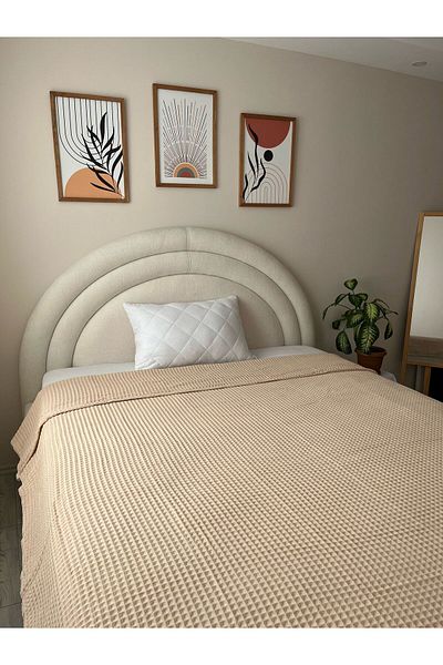 GİNETEKS Natural Waffle Pike Beige Bedspread 155*210 100% Cotton