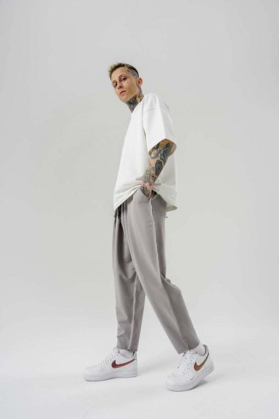 go gang own Dunk Waist Elastic Overlock Leg Trousers
