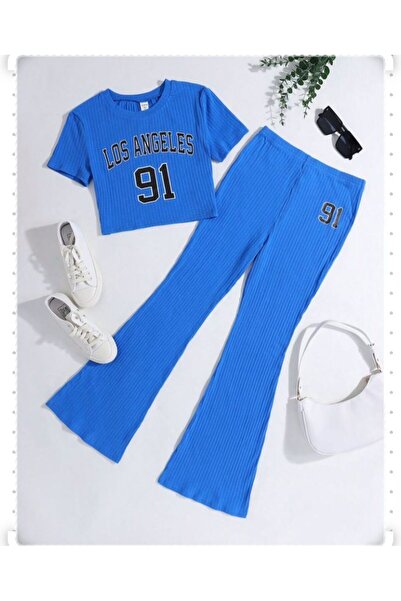 VESTIR BIEN Set cu imprimeu Los, cu pantaloni evazați spanioli și top scurt