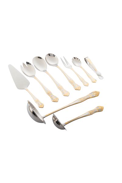 casa rosa Stanless Steel Spoon Set With Wooden Case 72 pieces With Gilded Engraving