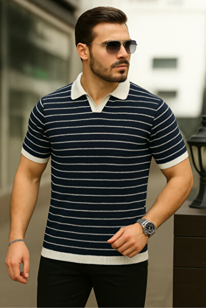 JANES Tricou din țesătură tricotată cu mânecă scurtă pentru bărbați