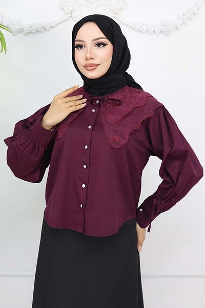 benguen Cămașă Scurtă Guler Bebeluş, Roşu Claret Model 2254