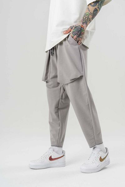 go gang own Basic Big Pocket Waist Elastic Overlock Leg Bohemian Shalwar
