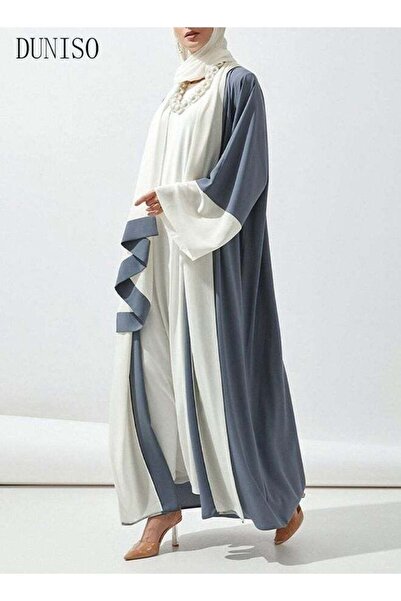 Generic DUNISO Women's Chiffon Abaya Muslim Prayer Clothes Islamic Maxi Kaftan with Hijab Elegant Loose Card