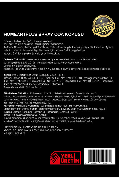 homeartplus Beyaz Sabun Oda ve Ortam Kokusu Spreyi 250 ml