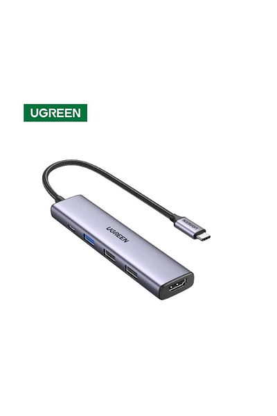Ugreen Hub USB UGREEN UG-15495, 1X USB 3.0, 2X USB 2.0, 1X HDMI 4K, USB-C 100W PowerDelivery (Gri)