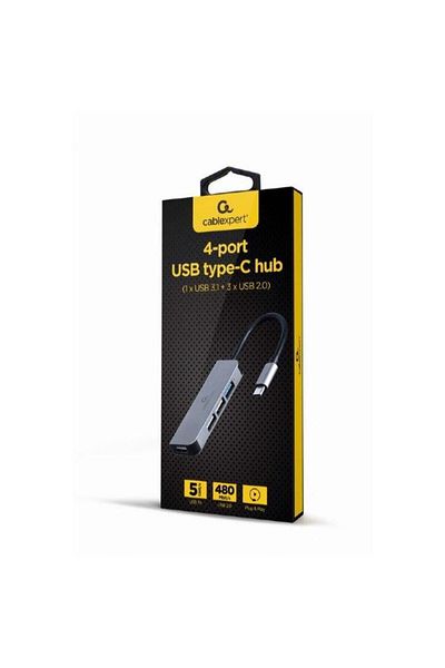Gembird GEMBIRD external HUB, USB ports: USB 3.1 x 1, USB 2.0 x 3, USB Type-C connection, silver