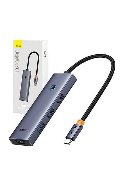 Baseus Hub USB Baseus UltraJoy, USB-C, 4x USB 3.0 (Gri)