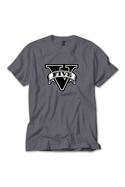 CrowsGate Μπλουζάκι GTA Five με Μαύρο Λογότυπο σε Πολύχρωμο Γκρι Χρώμα, Μέγεθ...