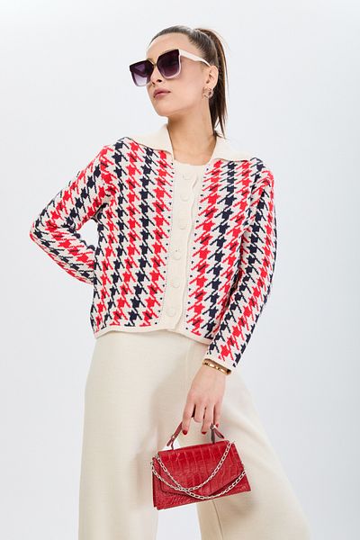 TOFİSA Beige Color Women's Knitwear Set - Plain Shirt Collar - 24203