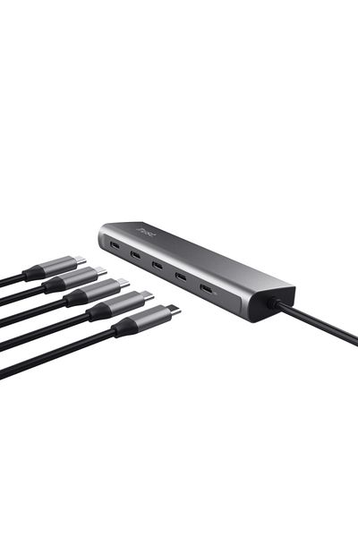 Trust Hub USB Trust Halyx TR-25136, 5 USB Type-C, 100 W (Gri)