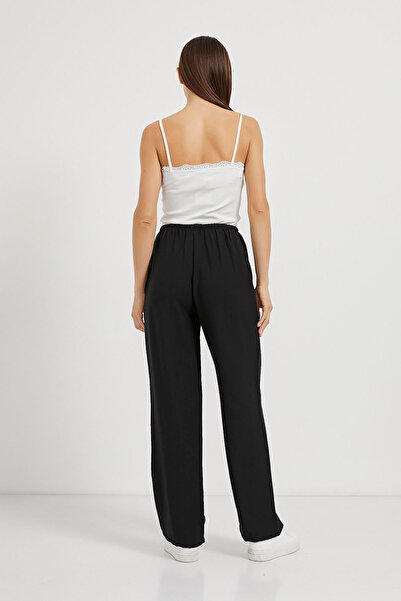 Arma Life Women's Casual Loose Black Baggy Trousers with Elastic Waist