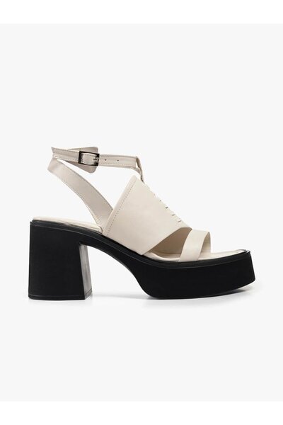 Tina Beige Leather Women's Sandals