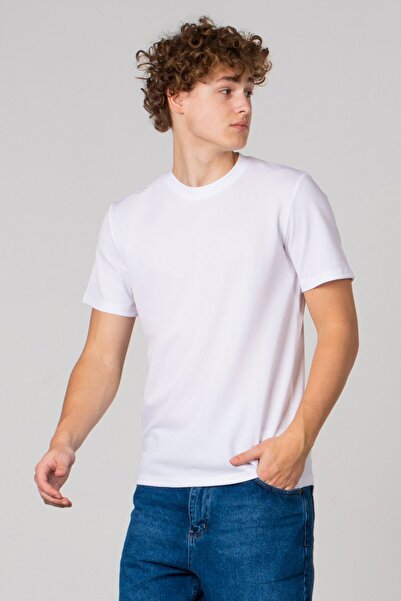 BARRELS AND OIL Petek Desen Regular Fit T-Shirt - Ekru