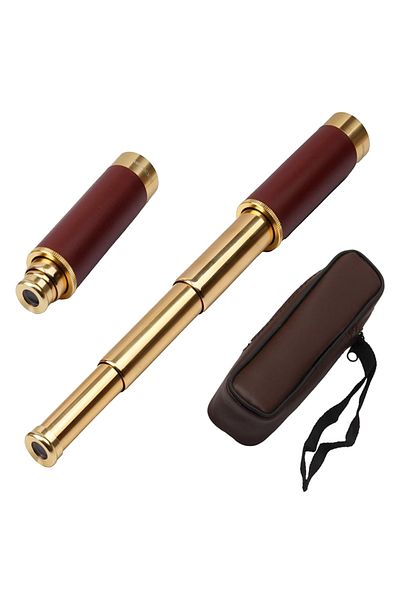 Depox Ideallstore® Mini Telescope, Pirate Life, 25x30, Gold, 33.5 Cm, Leather Case Included