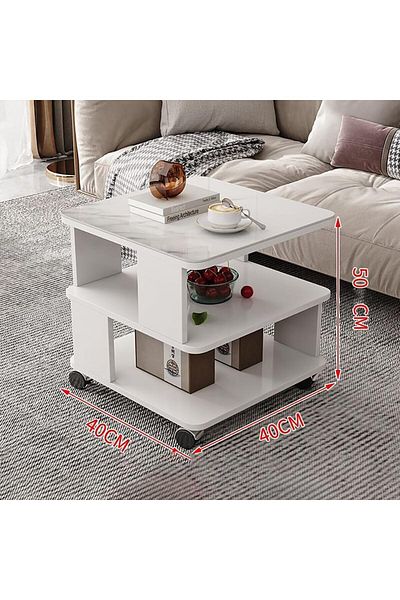 COOYA Modern Simplicity Coffee Side Table,Solid Wood Multifunctional,for Bedroom,Living Room,40x40x50cm