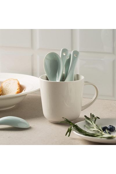 Syndecho Set of 6 Syndecho spoons, ceramic, light green, 4.3 x 14 cm