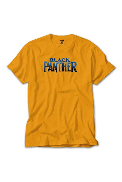 CrowsGate تي شيرت أسود النمر الأزرق نص أصفر