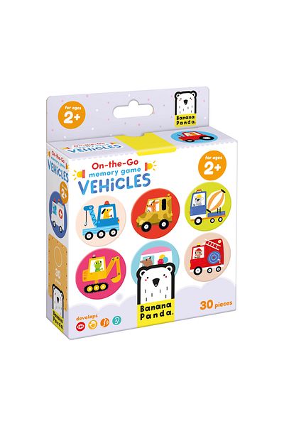 banana Joc memorie, Banana Panda, On the Go Memory Game Vehicule, 30 piese colorate, +2 ani