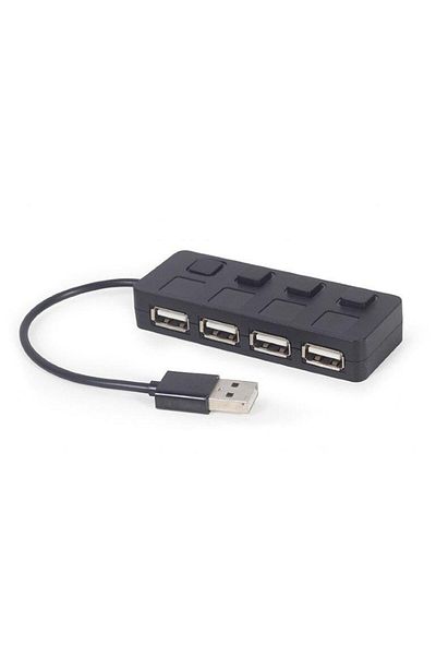 Gembird GEMBIRD external HUB, USB ports: USB 2.0 x 4, USB connection, with on/off, 0.15 m cable, Black