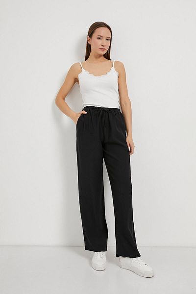 Arma Life Women's Casual Loose Black Baggy Trousers with Elastic Waist