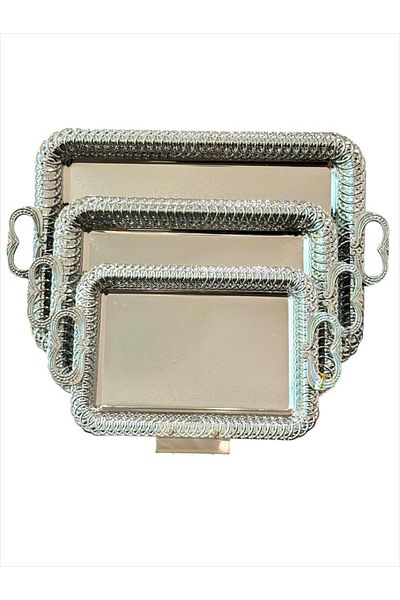 aljahwari 3-piece silver serving tray set