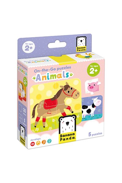 banana Joc memorie tip puzzle Banana Panda, On the Go Puzzle Animals, 5 puzzle-uri cu 4 piese