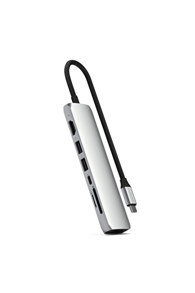 Satechi Hub USB-C subțire 7 în 1 cu HDMI 4K, Ethernet, PD 100 W, cititor de c...