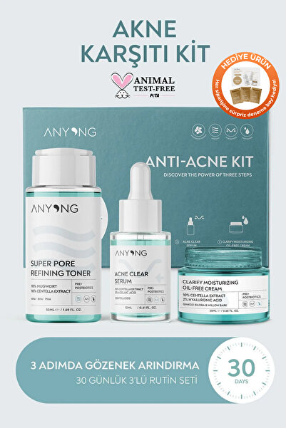 Anyong Akne Karşıtı Ve Gözenek Sıkılaştırıcı Karma-yağlı Cilt Bakım Seti (TONİK, SERUM, KREM)/ Azelaik Asit