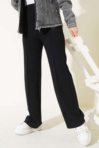 LITTLEMOON Elastic Waist, Stitched Hem, Flared Leg, Stretch Fabric Trousers