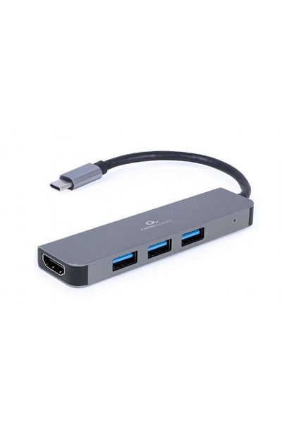 Gembird Hub USB Gembird, Adaptor USB tip C 2-in-1, Gri