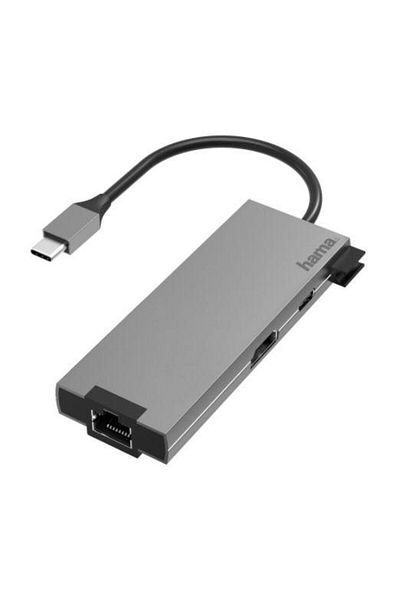 Hama Hub USB Hama 200109, 5 porturi, 2 x USB-A, USB-C, HDMI, LAN/Ethernet (Gri)