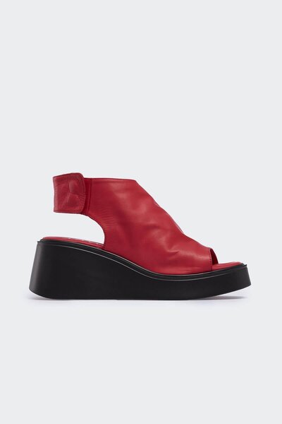 Favgi Linndy Kırmızı Deri Kadın Sandalet