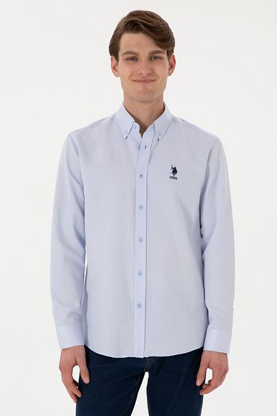 U.S. Polo Assn. Мъжка светлосиня риза с дълъг ръкав, базова, 50298021-VR003