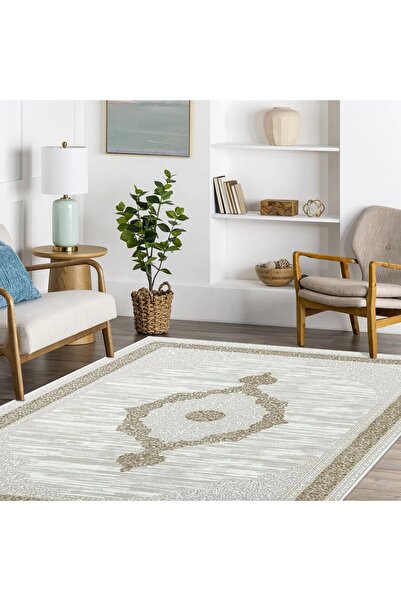 HBC Çırağan Lüks Göbekli Klasik Desen Bej Oturma Odası Salon Mutfak Halısı