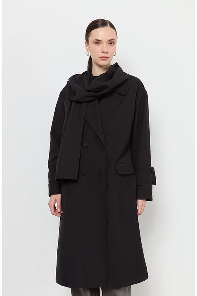 Fatma Atasoy Oversize Black Scarf Trench Coat
