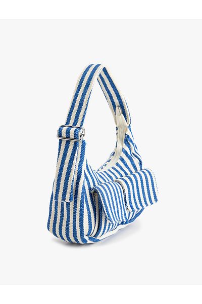 Koton Zippered Striped Adjustable Strap Shoulder Bag with Pocket Detail