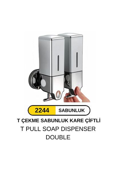 Arı Metal Liquid Soap Dispenser and Lotion Transmitter Chrome Square Edge 304 Double