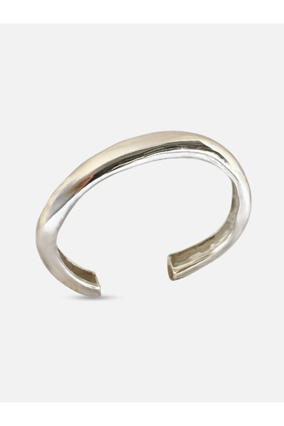 LİNYA JEWELLERY Grel Kalın Asimetrik Parlak Gümüş Bileklik