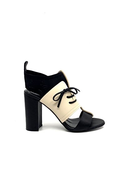 Lalin Women's Leather Beige Heeled Sandals