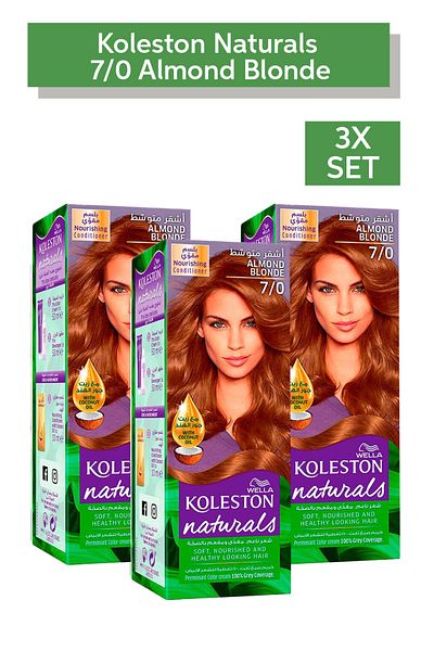Wella Koleston Naturals - Long-lasting, With Coconut Oil For Nourished Hair Color - Almond Blonde 7/0 X 3