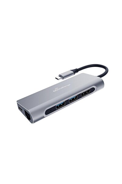 MediaRange Adaptor Cablu multiport 7in1 MediaRange, USB C, Argintiu