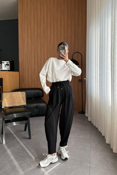 My Blog Black Elastic Waist Pleated Trousers - 51111
