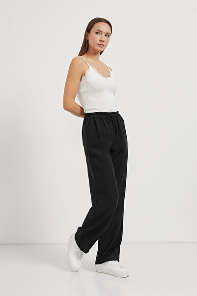 Arma Life Women's Casual Loose Black Baggy Trousers with Elastic Waist