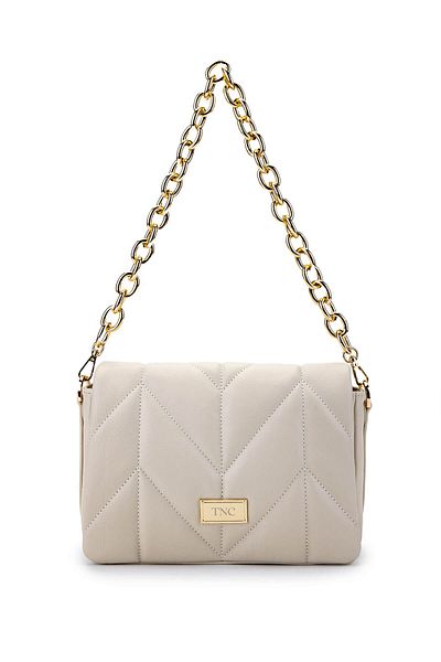 Tamer Tanca Women's Genuine Leather Beige Shoulder Bag