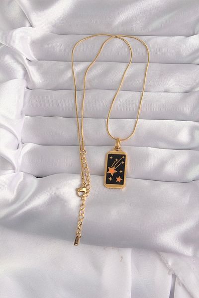 Clariss 316L الصلب الذهب اللون الأسود المينا نجمة الشكل التارو قلادة