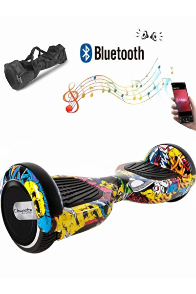 CityMate Elektrikli Kaykay Hoverboard Bluetooth Hoparlörlü 6.5 İnç Grafiti D01 - Çanta Hediye