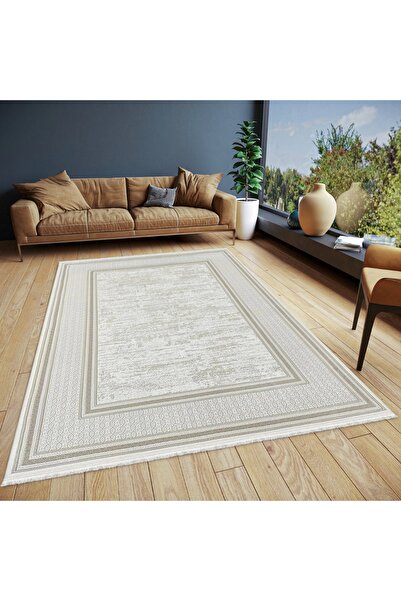 HBC Çırağan Lüks Modern Desen Bej Oturma Odası Salon Mutfak Halısı