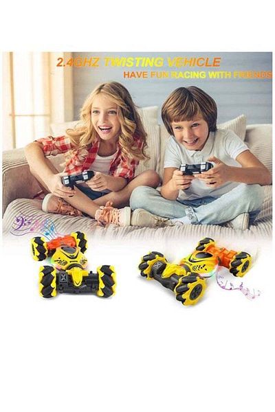 COOYA Stunt Twisting Climbing Car Toys, 2.4GHz 4WD Double Sided RC Twist Car with Lights Music