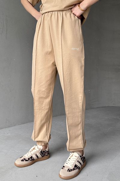 Cappmoda TKM-0051 Σετ δύο τεμαχίων με ελαστικό παντελόνι με γραπτό μπλουζάκι με αλλαγή στυλ βιζόν